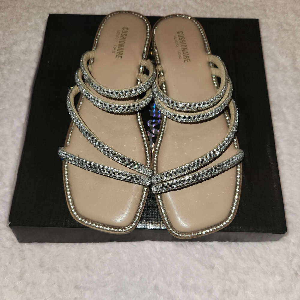 Cushionaire silver crystal bling strappy sandals